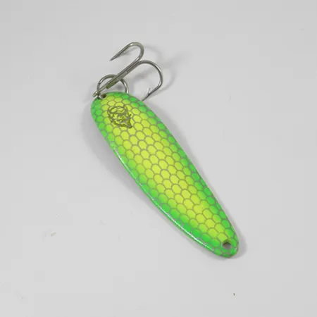 Dardevle Cop-E-Cat 7400 Skeddrag, Gul/Grön/Nickel, 14g, Bikakemönster, #2094