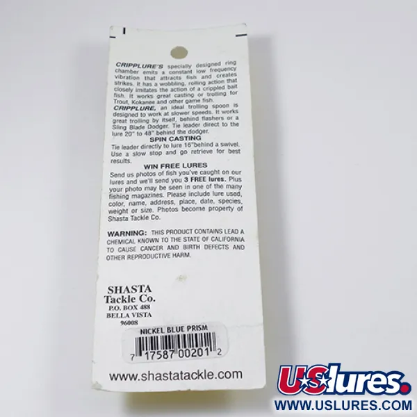 Shasta Cripplure Skeddrag, Nickel/Blå, 7g, Vibrationskammare, #2103