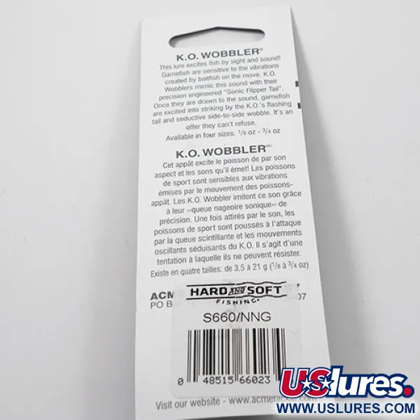 Acme K.O. Wobbler Skeddrag, Nickel / Green, 7g, Sonic Flipper Tail, #3025