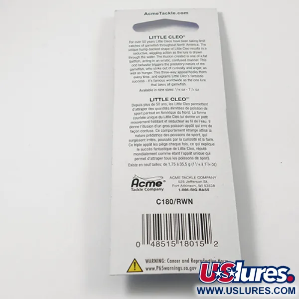 Acme Little Cleo Skeddrag, Röd / Vit, 3,5g, puckelryggig, #2218