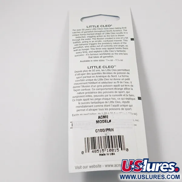 Acme Little Cleo Skeddrag, Vit / Röd, 9,5g, Oanvänt, #2219