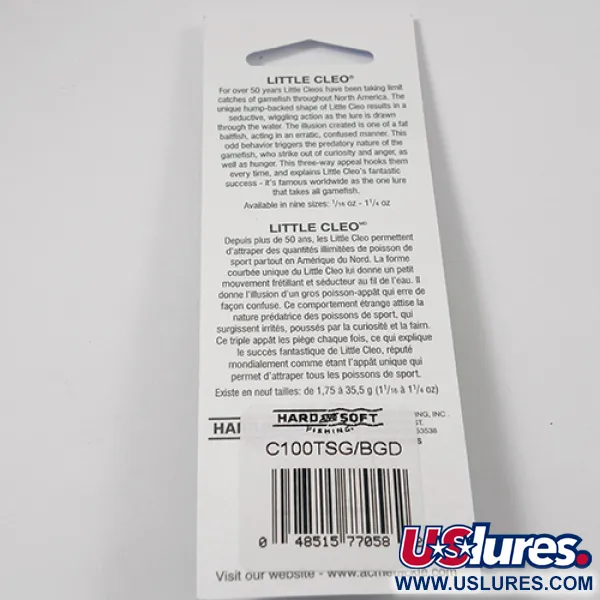 Acme Little Cleo Skeddrag, Nickel/Grön/Glow/UV, 9,5g, kupad, #2224