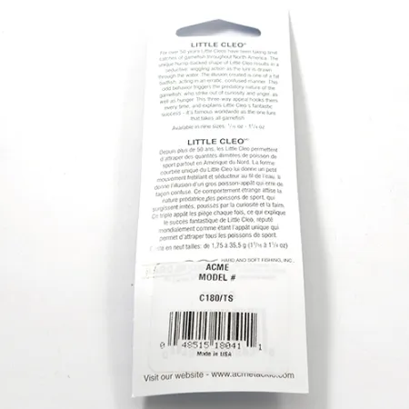 Acme Little Cleo Skeddrag, Gul/Orange/Nickel, 3,5g, Puckelrygg, #2713