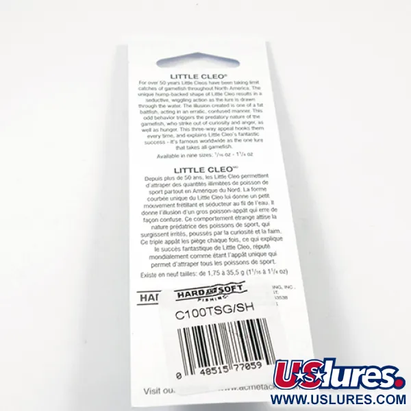 Acme Little Cleo Glow Skeddrag, Nickel/Rosa/Gul UV, 9.5g, #2245