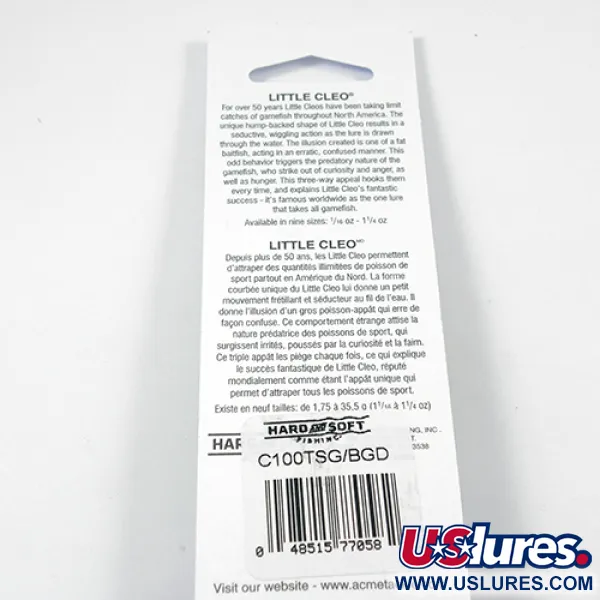 Acme Little Cleo Glow Skeddrag, Nickel/Grön/Glow, 9,5g, UV, #2246