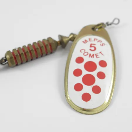 Mepps Comet 5 Dressed Spinnare, Vit/Röd/Mässing, 13g, Utbytbar krok, #2567