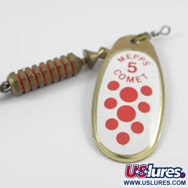 Mepps Comet 5 Dressed Spinnare, Vit/Röd/Mässing, 13g, Utbytbar krok, #2567