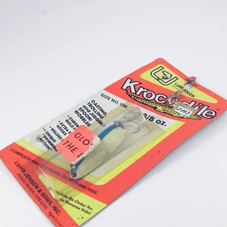 Luhr Jensen Krocodile Die #3 Glow Skeddrag, Vit/Blå, 14g, #2803