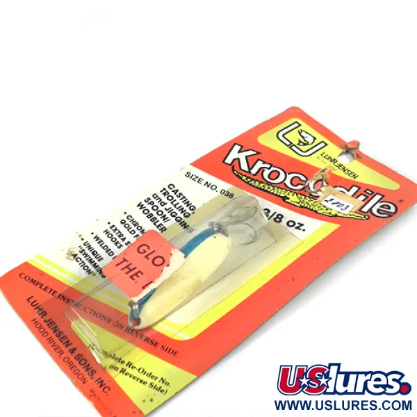 Luhr Jensen Krocodile Die #3 Glow Skeddrag, Vit/Blå, 14g, #2803