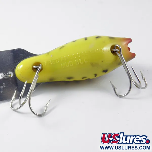Fred Arbogast Mud Bug Wobbler, Gul / Svart, 14g, Metallsked, #2985