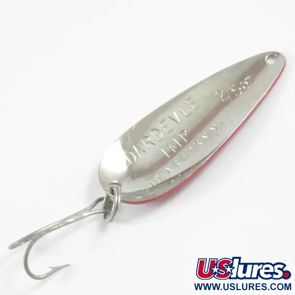 Dardevle Imp Skeddrag, Röd / Vit / Nickel, 11g, Klassisk Logo, #3107