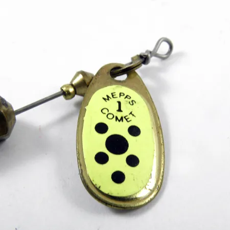 Mepps Comet 1 Spinnare, Mässing / Gul, 3,5g, Utbytbar trailer, #3169