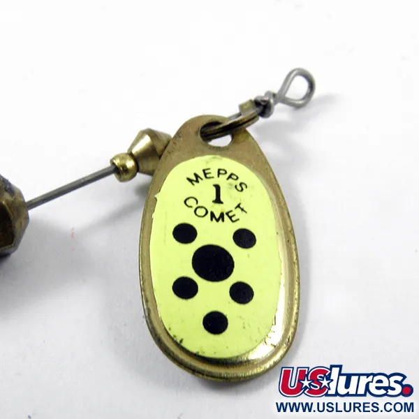 Mepps Comet 1 Spinnare, Mässing / Gul, 3,5g, Utbytbar trailer, #3169