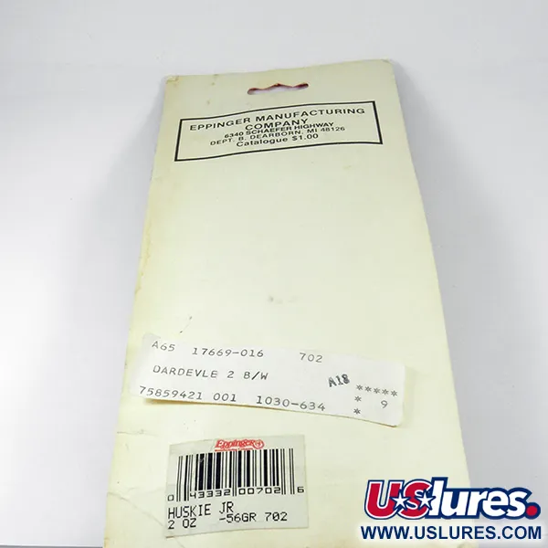 Dardevle Huskie Junior Skeddrag, Svart/Vit/Nickel, 58g, #3537