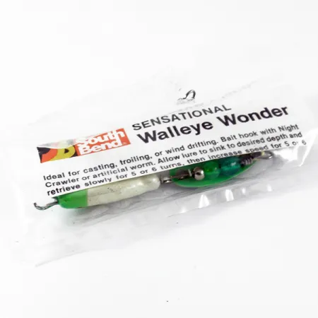 South Bend Walleye Wonder 3 Spinnare, Grön-Vit, 17g, Guldhake, #3697