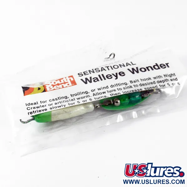 South Bend Walleye Wonder 3 Spinnare, Grön-Vit, 17g, Guldhake, #3697