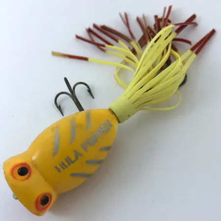 Fred Arbogast Hula Popper Ytbete, Yellow, 8g, Gummikjol, #3798