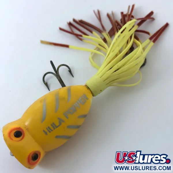 Fred Arbogast Hula Popper Ytbete, Yellow, 8g, Gummikjol, #3798