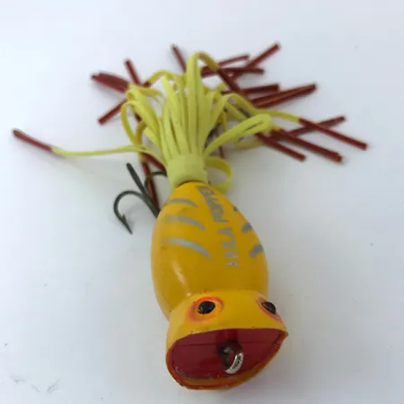 Fred Arbogast Hula Popper Ytbete, Yellow, 8g, Gummikjol, #3798