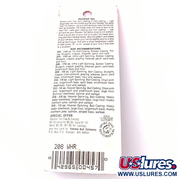 Worden’s Original Rooster Tail Spinnare, Silver, 3.54g, Fjäder, #3929