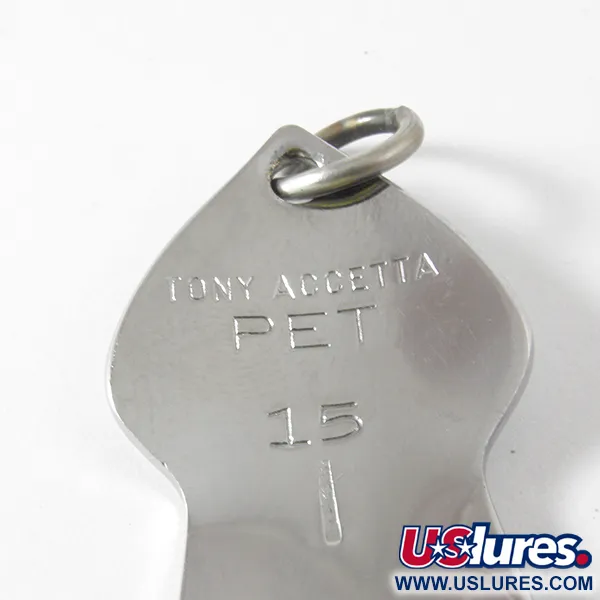 Tony Accetta Pet Spoon 15 Skeddrag, Nickel/Gul, 14g, Fjädrar, #4108