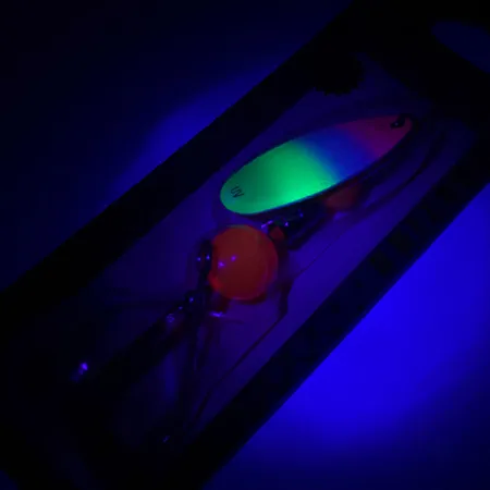 Yakima Bait Flash-GLO Spinnare, Röd/Vit/Grön/Gul, 7g, UV, #4365