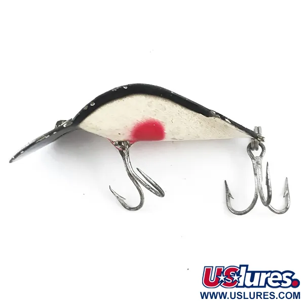 Buck Perry Spoonplug Skeddrag, Svart/Vit/Röd, 7g, Vintage, #5298
