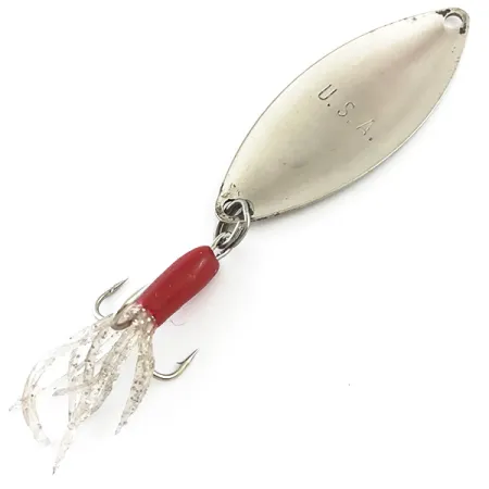 Mepps Spoon 2 Skeddrag, Nickel/Röd, 9g, Fjäderklädd Trekrok, #5363