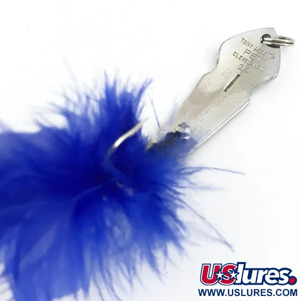 Tony Accetta Pet Spoon 14 Vassdrag, Nickel/Blå, 7g, Fjädrar, #5857