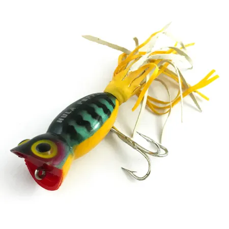 Fred Arbogast Hula Popper, Fire Tiger, 3g, Gummikjol, #5867