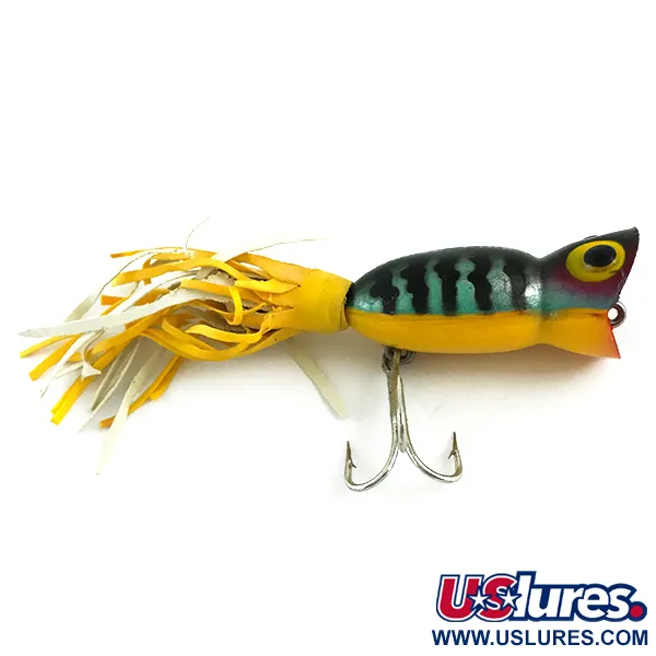Fred Arbogast Hula Popper, Fire Tiger, 3g, Gummikjol, #5867