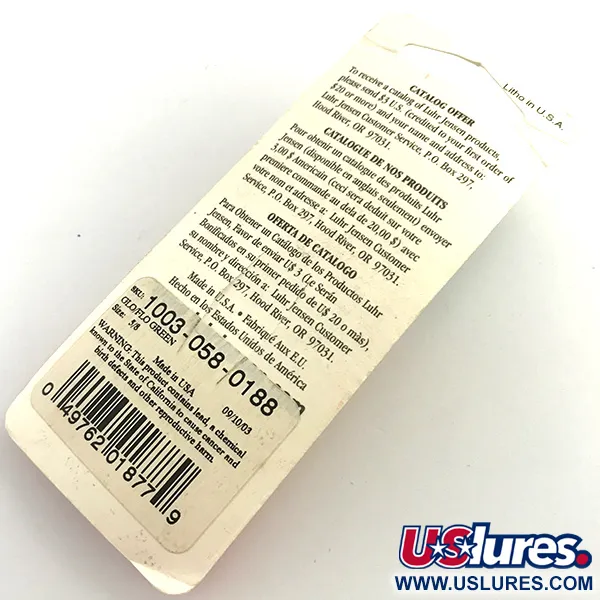 Luhr Jensen Krocodile Die #4 Glow Skeddrag, Vit / Grön, 19g, #5971