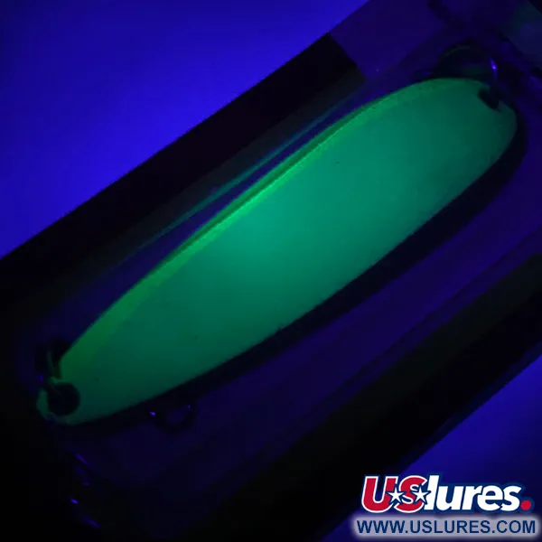 Luhr Jensen Krocodile Die #4 Glow Skeddrag, Vit / Grön, 19g, #5971