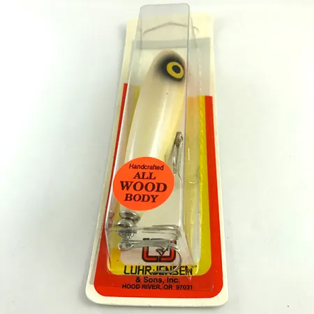 Luhr Jensen P.J.POP Träpopper, White Pearl/Orange, 17g, handgjord, #6046