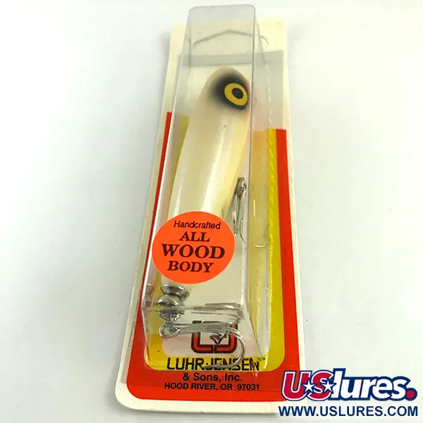 Luhr Jensen P.J.POP Träpopper, White Pearl/Orange, 17g, handgjord, #6046