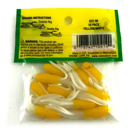 Creme Mini Tail Jigg, Gul / Vit, 4,5cm, Jiggfiske, #6050