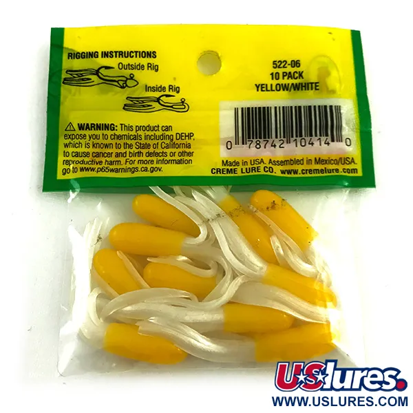 Creme Mini Tail Jigg, Gul / Vit, 4,5cm, Jiggfiske, #6050