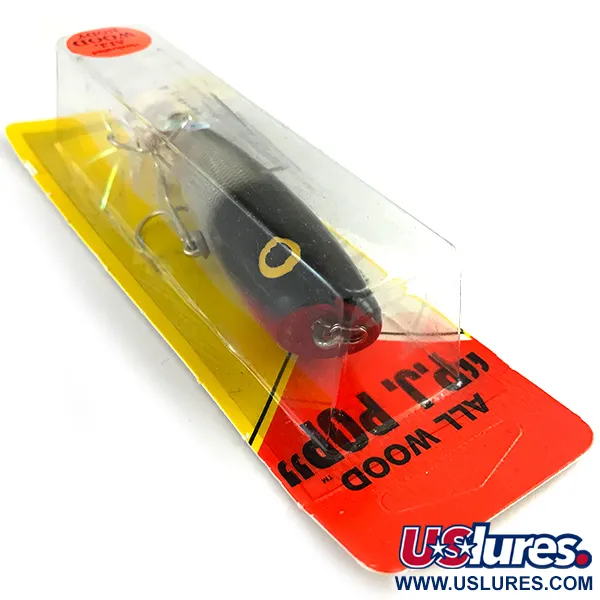 Luhr Jensen P.J.POP Träpopper, Silver / Svart, 17g, handgjord, #6151