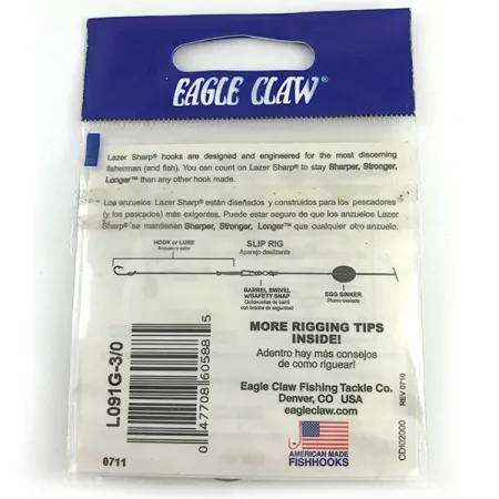 Eagle Claw #3/0 Jig Hooks, Svart, Storlek 3/0, Offset-skaft, #6160