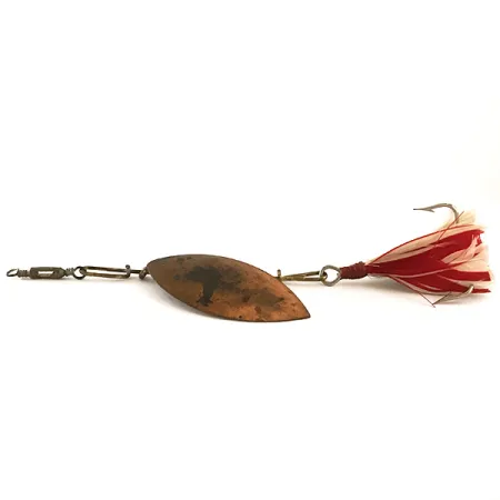 G.M. Skinner Willow leaf spoon, Koppar/Röd, 25g, Fjäder, #6370