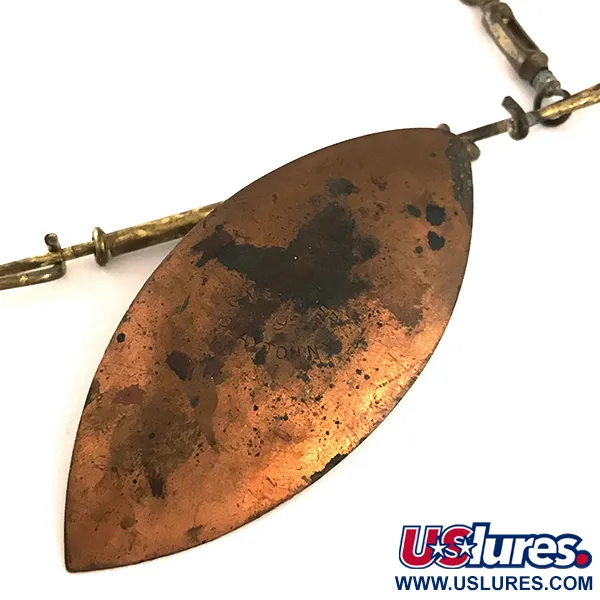 G.M. Skinner Willow leaf spoon, Koppar/Röd, 25g, Fjäder, #6370