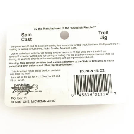 Bay de Noc Do-Jigger Skeddrag, Nickel / Grön, 5g, Fjäderring, #6422