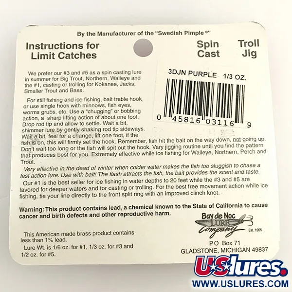 Bay de Noc Do-Jigger Skeddrag, Nickel / Lila, 9g, Lockskivor, #6573