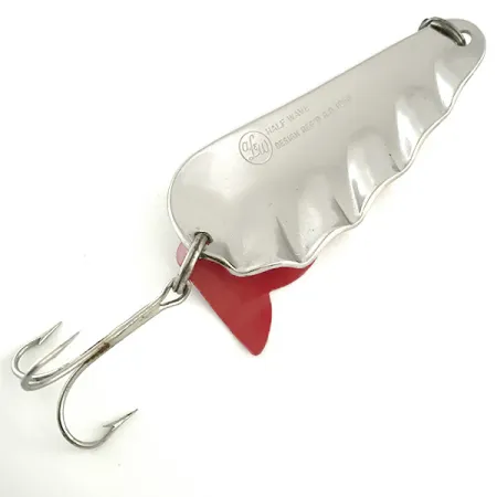 AL&W Half Wave Skeddrag, Nickel/Röd/Vit, 19g, Vågig kant, #6652