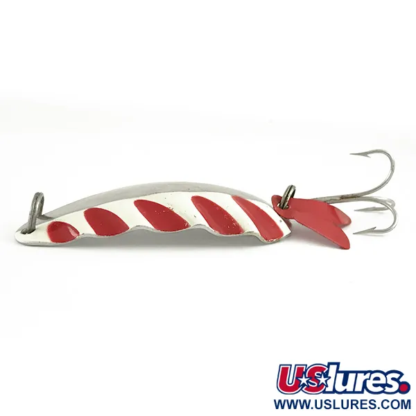 AL&W Half Wave Skeddrag, Nickel/Röd/Vit, 19g, Vågig kant, #6652