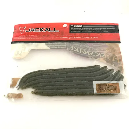 Jackall Flick Shake Worm jigg, Green Pumpkin Pepper, 14cm, #6679
