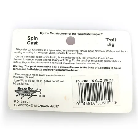 Bay de Noc Do-Jigger 1 Skeddrag, White/Green Glow, 5g, Lysande, #6736