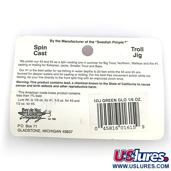 Bay de Noc Do-Jigger 1 Skeddrag, White/Green Glow, 5g, Lysande, #6736