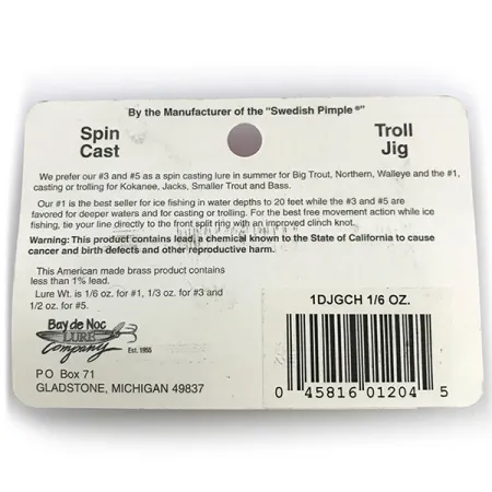 Bay de Noc Do-Jigger 1 Skeddrag, Guld/Grön, 5g, guldpläterad, #1DJGCH