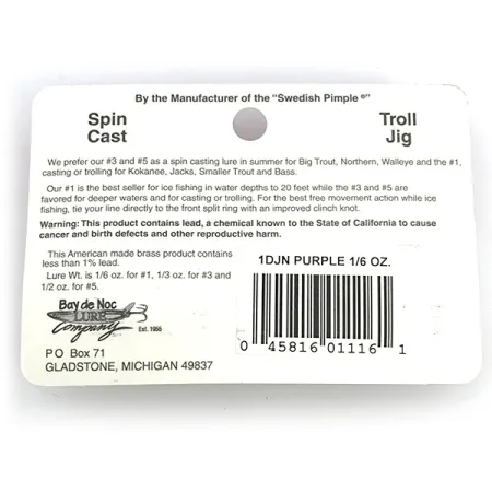 Bay de Noc Do-Jigger 1 Skeddrag, Nickel/Lila, 4,7g, Flapper, #6777